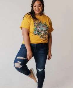 Vendor-unknown Tops PLUS Stereo Oversized Graphic Tee Mustard