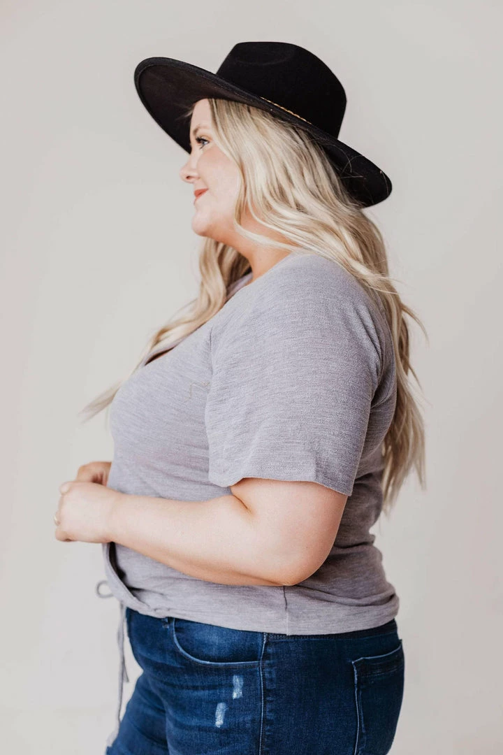 Vendor-unknown Tops PLUS Tristen Wrap Knit Top Heather Grey 5 Vendor-unknown Tops PLUS Tristen Wrap Knit Top Heather Grey