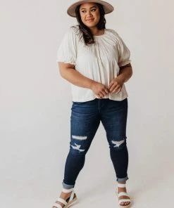 Vendor-unknown Tops PLUS Viola Smocked Yoke Top Ivory