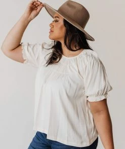 Vendor-unknown Tops PLUS Viola Smocked Yoke Top Ivory