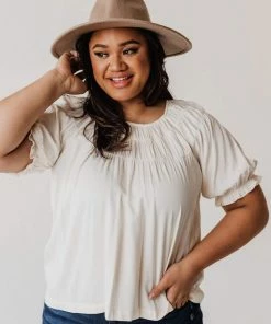 Vendor-unknown Tops PLUS Viola Smocked Yoke Top Ivory