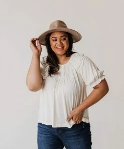 Vendor-unknown Tops PLUS Viola Smocked Yoke Top Ivory