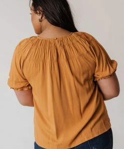 Vendor-unknown PLUS Viola Smocked Yoke Top Mustard