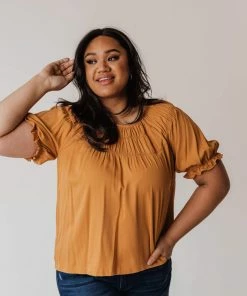 Vendor-unknown PLUS Viola Smocked Yoke Top Mustard