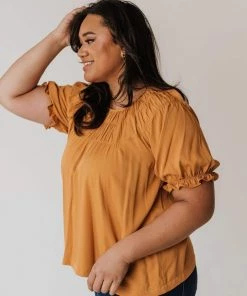 Vendor-unknown PLUS Viola Smocked Yoke Top Mustard