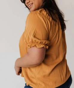 Vendor-unknown PLUS Viola Smocked Yoke Top Mustard