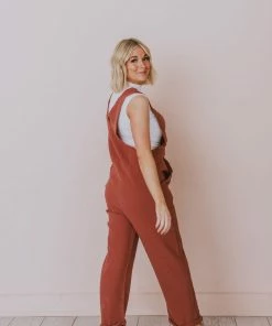 Hem & Thread Collin Raw Edge Jumpsuit Brick Dresses