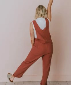 Hem & Thread Collin Raw Edge Jumpsuit Brick Dresses
