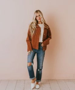 Vendor-unknown Rosalie Corduroy Jacket Camel Tops