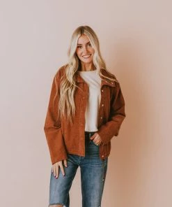 Vendor-unknown Rosalie Corduroy Jacket Camel Tops