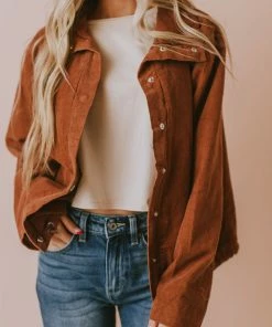 Vendor-unknown Rosalie Corduroy Jacket Camel Tops