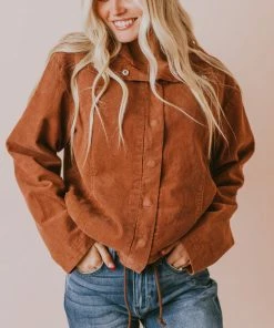 Vendor-unknown Rosalie Corduroy Jacket Camel Tops