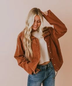 Vendor-unknown Rosalie Corduroy Jacket Camel Tops