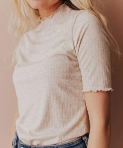 Vendor-unknown Scarlette Mock Neck Top Oatmeal