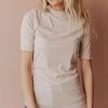 Vendor-unknown Scarlette Mock Neck Top Oatmeal