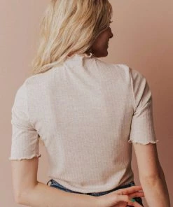 Vendor-unknown Scarlette Mock Neck Top Oatmeal