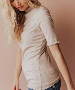 Vendor-unknown Scarlette Mock Neck Top Oatmeal