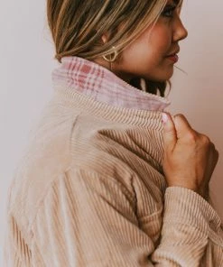 Lucy Avenue Tops Olivia Reversible Corduroy Jacket Camel