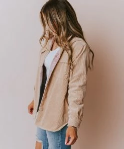Lucy Avenue Tops Olivia Reversible Corduroy Jacket Camel