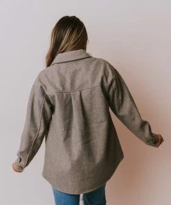 Lucy Avenue Charlotte Fleece Shacket Coco Brown Tops