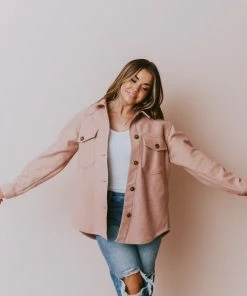 Lucy Avenue Charlotte Fleece Shacket Mauve