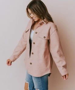 Lucy Avenue Charlotte Fleece Shacket Mauve