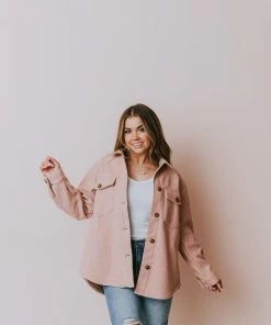 Lucy Avenue Charlotte Fleece Shacket Mauve