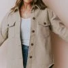 Lucy Avenue Tops Charlotte Fleece Shacket Oatmeal