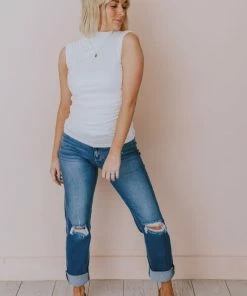 Hem & Thread Shirley Mock Neck Top Ivory Tops