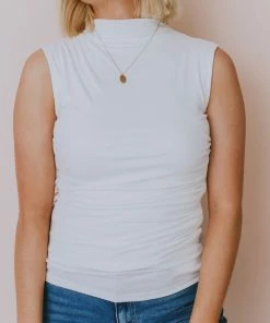 Hem & Thread Shirley Mock Neck Top Ivory Tops