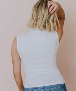 Hem & Thread Shirley Mock Neck Top Ivory Tops