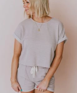 Hayden Los Angelos Tops Demi Short Sleeved Top Grey