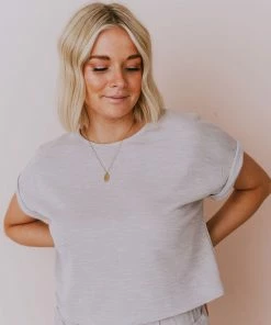 Hayden Los Angelos Tops Demi Short Sleeved Top Grey