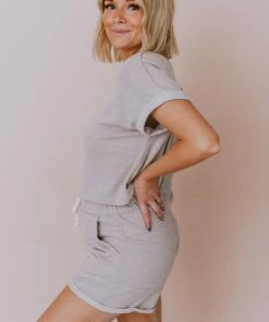 Hayden Los Angelos Tops Demi Short Sleeved Top Grey