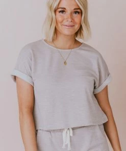 Hayden Los Angelos Tops Demi Short Sleeved Top Grey