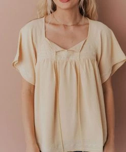 Vendor-unknown Sierra Babydoll Top Light Yellow Tops