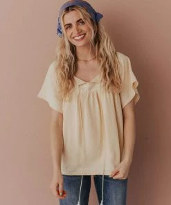 Vendor-unknown Sierra Babydoll Top Light Yellow Tops