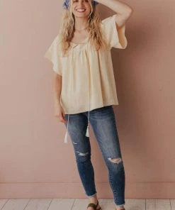 Vendor-unknown Sierra Babydoll Top Light Yellow Tops