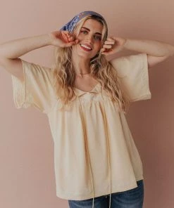 Vendor-unknown Sierra Babydoll Top Light Yellow Tops