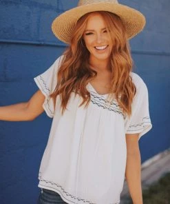 Vendor-unknown Tops Sierra Babydoll Top White