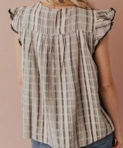 Vendor-unknown Tops Stephanie Striped Embroidered Blouse