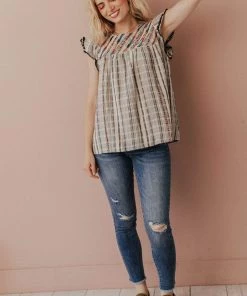 Vendor-unknown Tops Stephanie Striped Embroidered Blouse