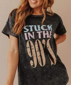 Vendor-unknown Stuck In The 90's Tee Charcoal Tops
