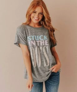 Vendor-unknown Tops Stuck In The 90's Tee Heather Grey