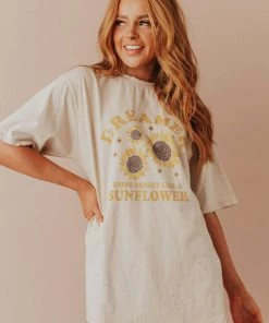 Vendor-unknown Tops Sunflower Dreamer Distressed Tee
