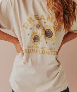 Vendor-unknown Tops Sunflower Dreamer Distressed Tee