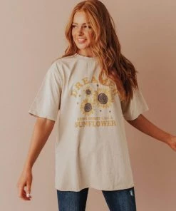 Vendor-unknown Tops Sunflower Dreamer Distressed Tee