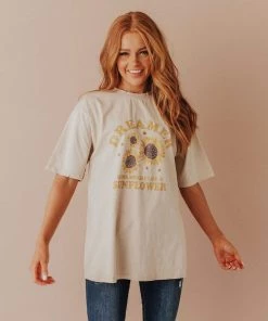 Vendor-unknown Tops Sunflower Dreamer Distressed Tee