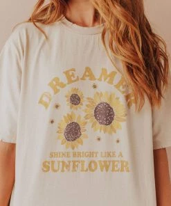 Vendor-unknown Tops Sunflower Dreamer Distressed Tee