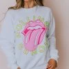LivyLu Tops Rolling Stones Neon Puff Sweatshirt White 2 LivyLu Tops Rolling Stones Neon Puff Sweatshirt White